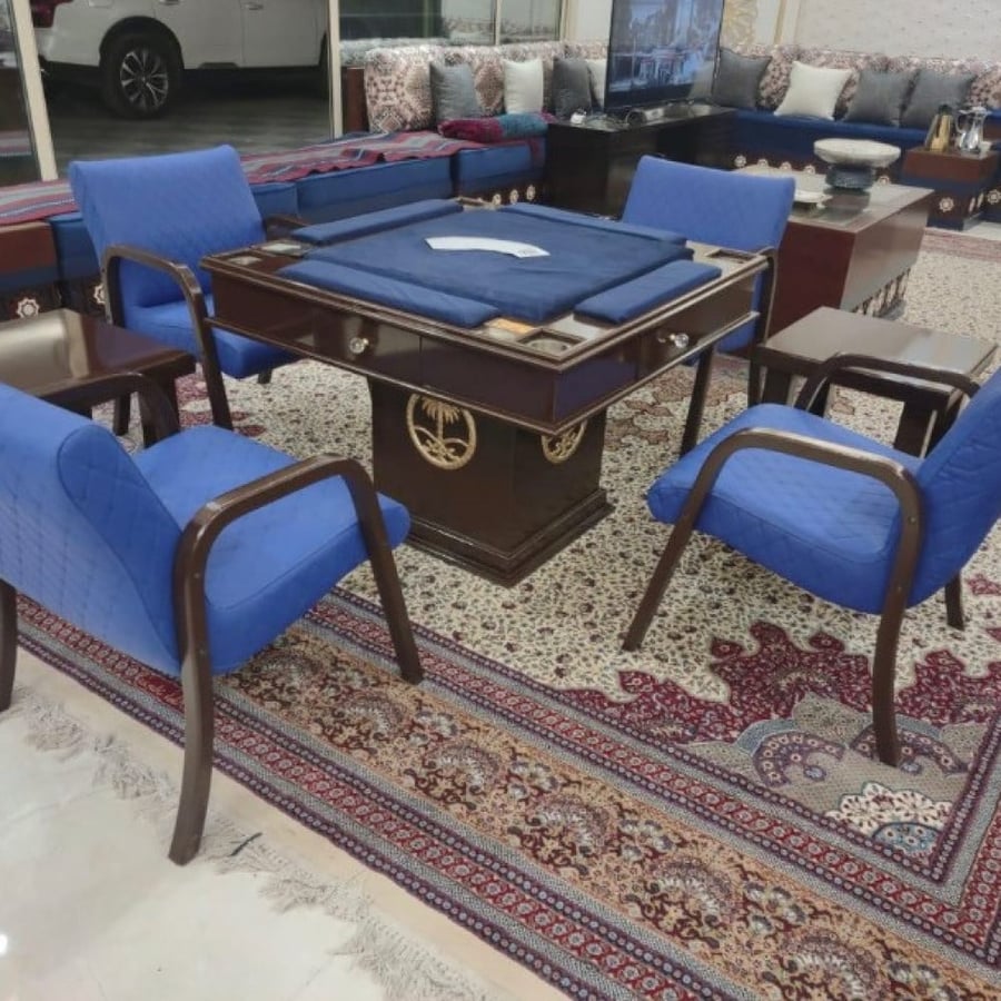 طقم طاوله بلوت ملكي بلس  - طاولة بلوت باللون الازرق - بلوت