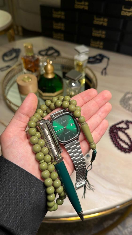 بكج - سبحه وساعه وقلم كارتير عنكبوت أخضر ملكي