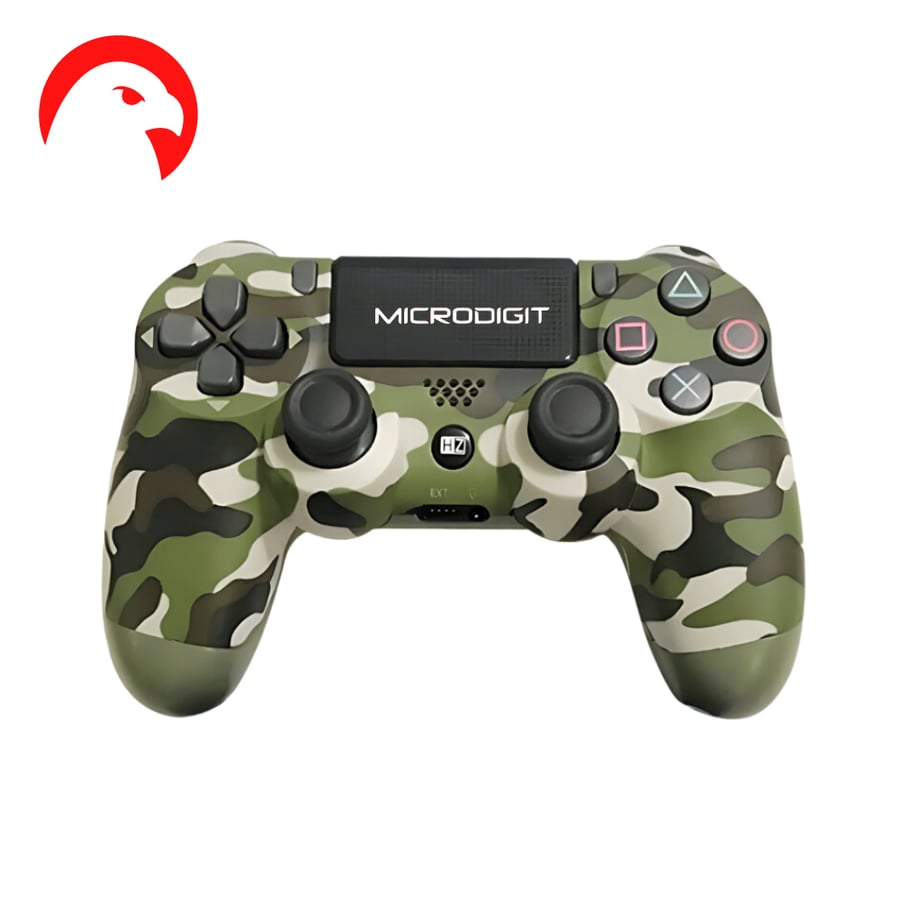 يد تحكم لاسلكية لـ PS4 مع تاتش وسبيكر من مايكروديجيت  اخضر جيشي