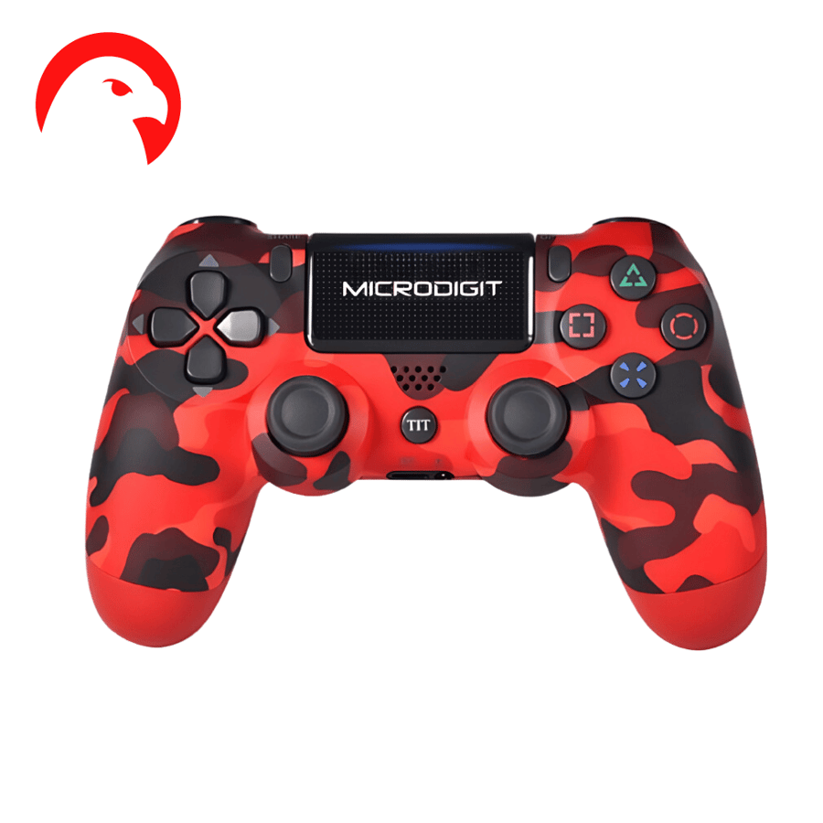 يد تحكم لاسلكية لـ PS4 مع تاتش وسبيكر من مايكروديجيت  احمر جيشي
