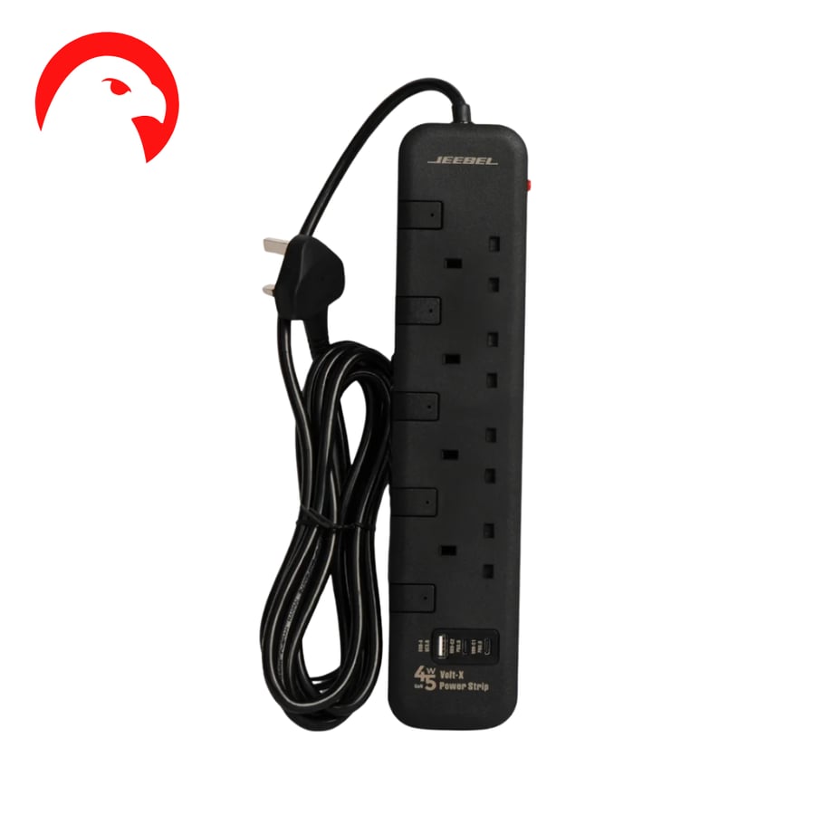 توصيلة كهربائية جيبل 2990 واط 5 متر مع شحن GaN سريع 45 واط و4 منافذ مستقلة + 1USB و 2PD