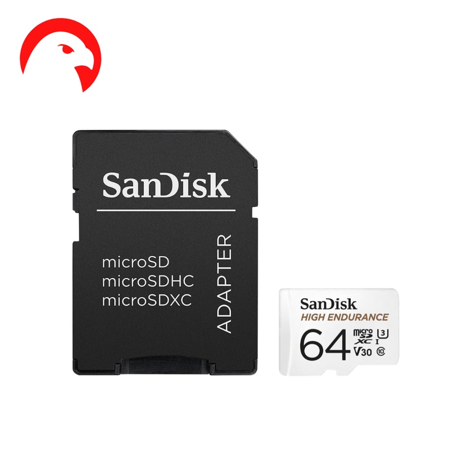 بطاقة سانديسك مايكرو High Endurance سعة 64GB - تسجيل 4K مستمر مع محول SD مخصصة للكاميرات U3 و V30