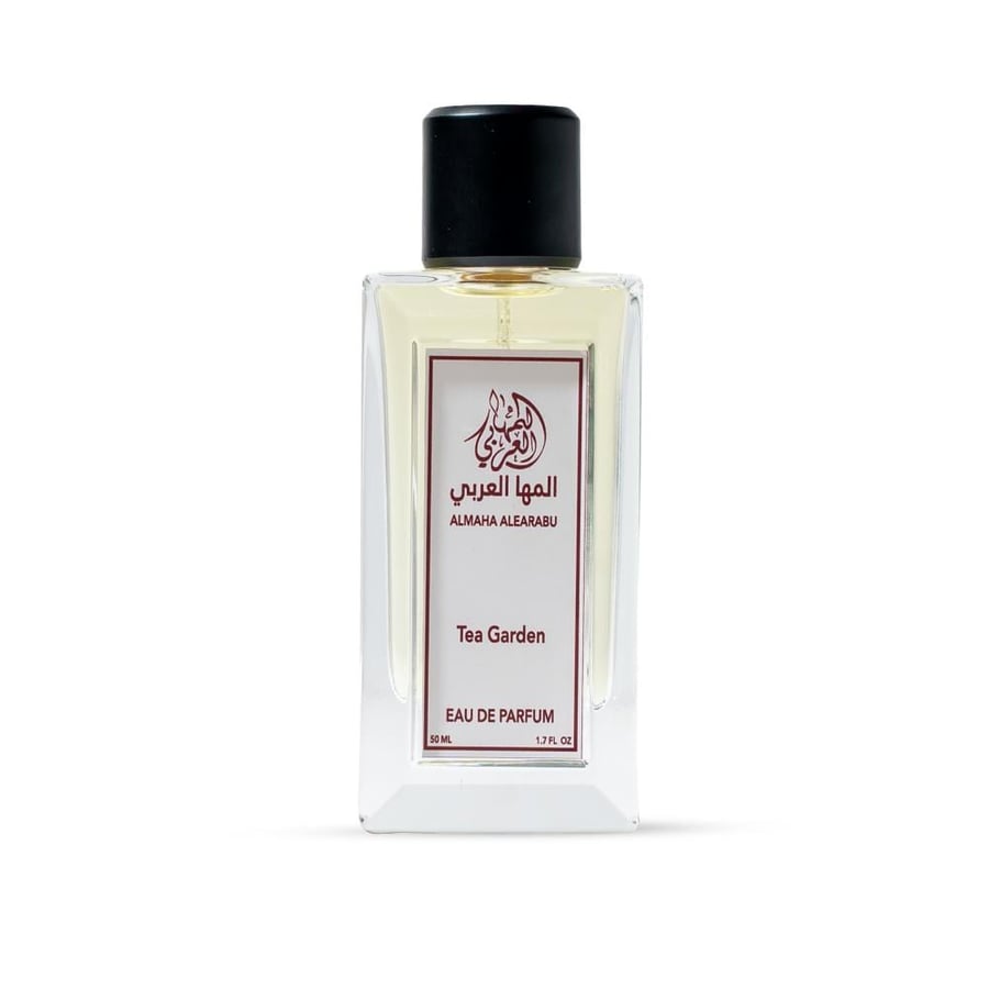 عطر حديقة الشاي Tea Garden من المها العربي للعطور او دي بارفيوم بحجم 50 مل بمقدمة الليمون الصقلي والنعناع البارد وقلب من الشاي الاخضر والياسمين وقاعدة من المسك الابيض وخشب الخيزران لصباح هادئ ومنعش