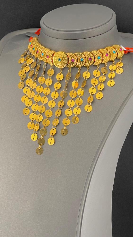 ارقي مزنط ذهب سعودي عيار 21 بتصميم فاخر وزن 34.93 جرام