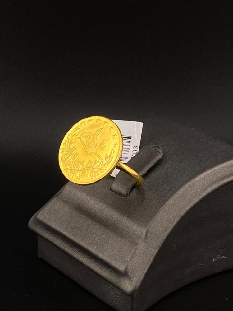 خاتم ذهب كبير عيار 21 تصميم دائري كلاسيكي وزن 9.38 جرام