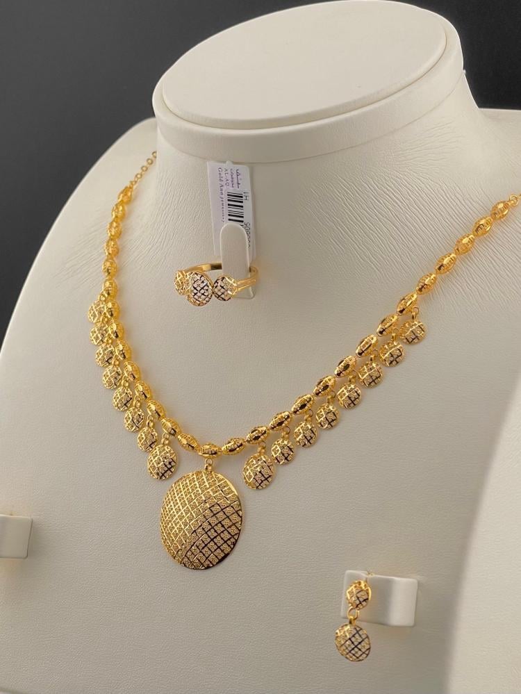 اجمل طقم خطوبه ذهب عيار 21 بتصميم دوائر وزن 19.58 جرام