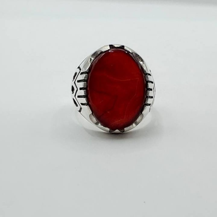 Yemeni red agate with luxurious craftsmanship, 925 sterling silver
