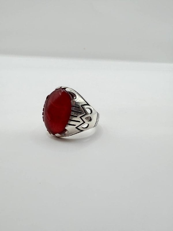 Yemeni red agate with luxurious craftsmanship, 925 sterling silver