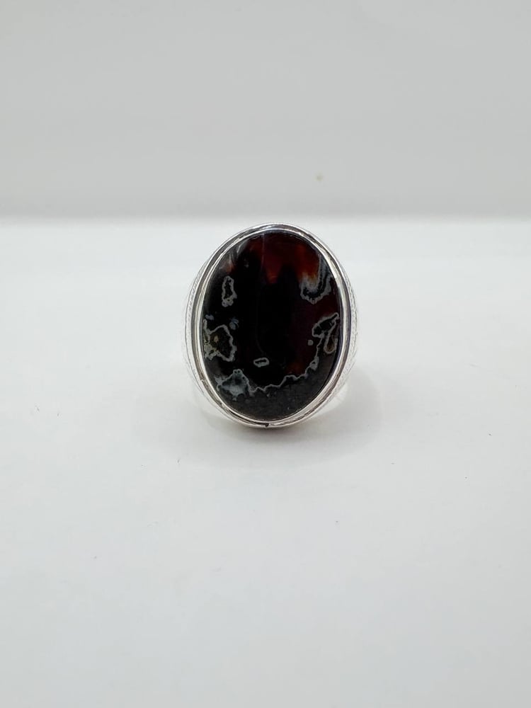 Yemeni agate, handcrafted, natural red, with silver, not 950