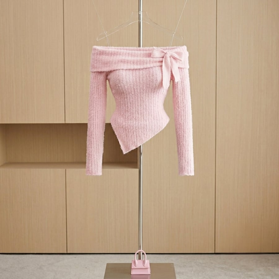 بلوزة أكتاف مكشوفة بفيونكة جانبية