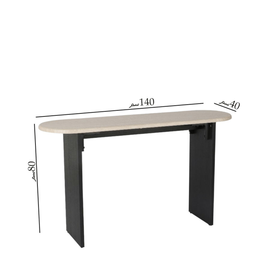 كونسول رخام بيج بقاعدة خشب اسود رقم XG-2504