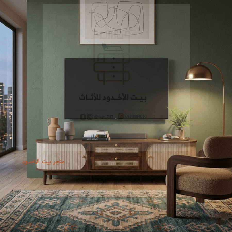طاولة بلازما خشب البني 2باب 2درج 200سم رقم SFV60370