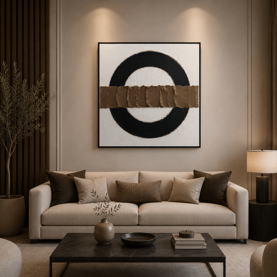 لوحة فنية للحائط بإطار أسود مقاس 100 × 100 سم
