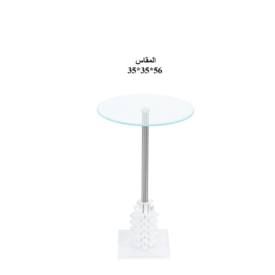 طاولة خدمة مفردة زجاج بقاعدة كريستال مودرن
