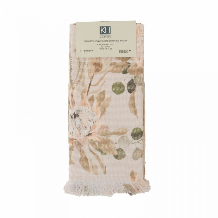 Garden Bej Luxury Cotton Kitchen Towel Set