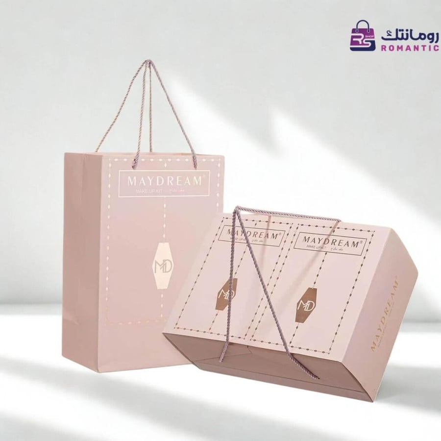 بوكس مكياج وردي كبير يضم ظلال عيون وأرواج وبلاشر وفرش من ماي دريم