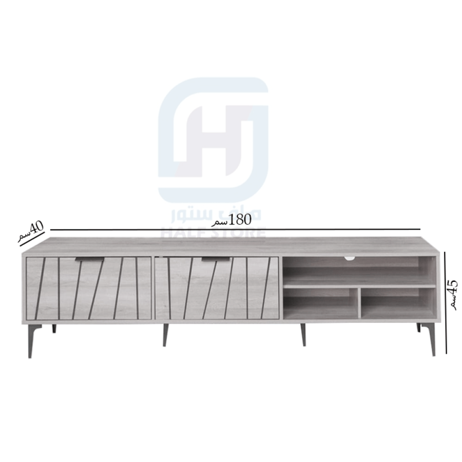 طاولة بلازما (تلفاز) خشب رمادي 2باب رقم WHM699
