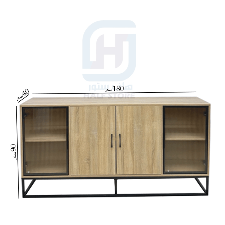 دولاب (ركن) بوفيه خشب بيج 4ابواب 180سم رقم AM-B1D03