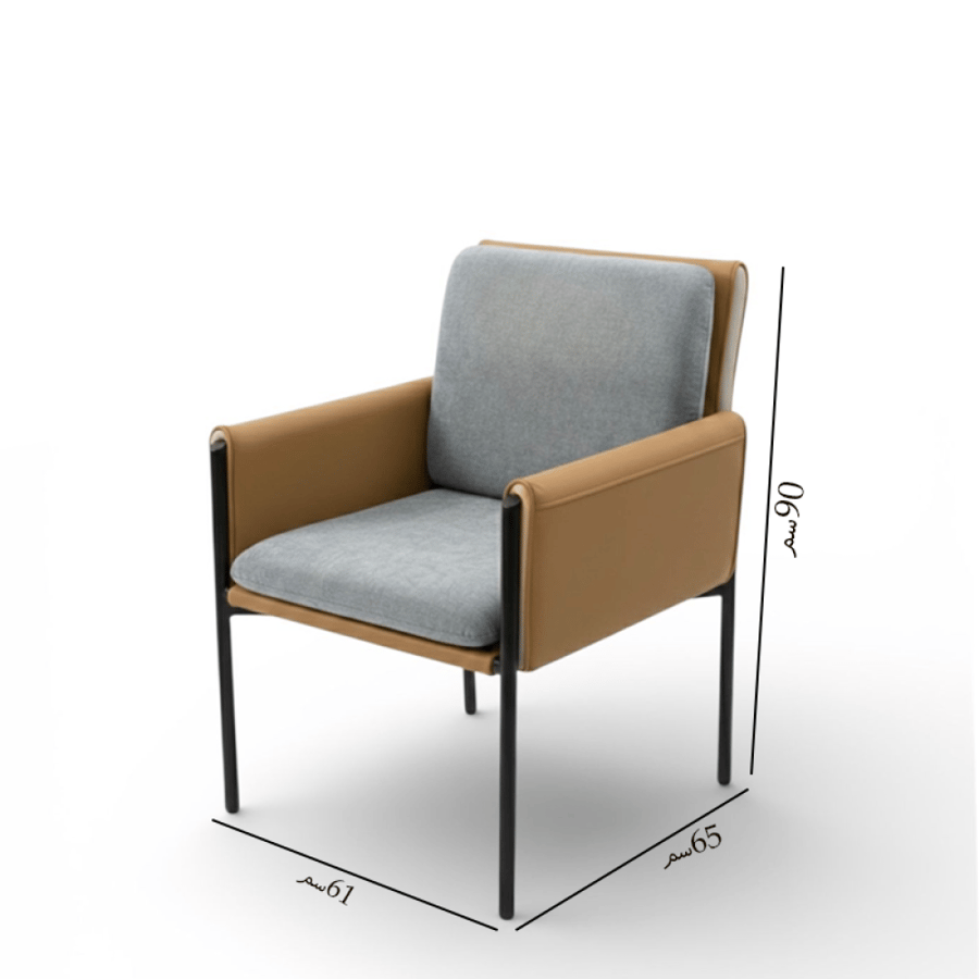 Single leather chair with iron base, number SF120471