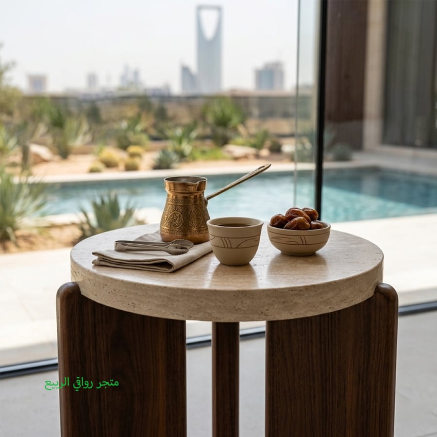 طاولة خدمة (ضيافة) مفرد خشب بقاعدة خشب رقم MT0147