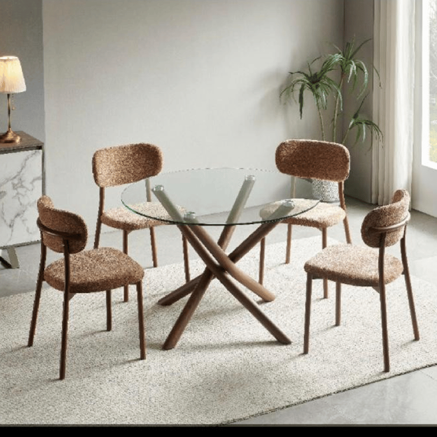 طاولة طعام زجاج دائري 4كراسي رقم 22C19