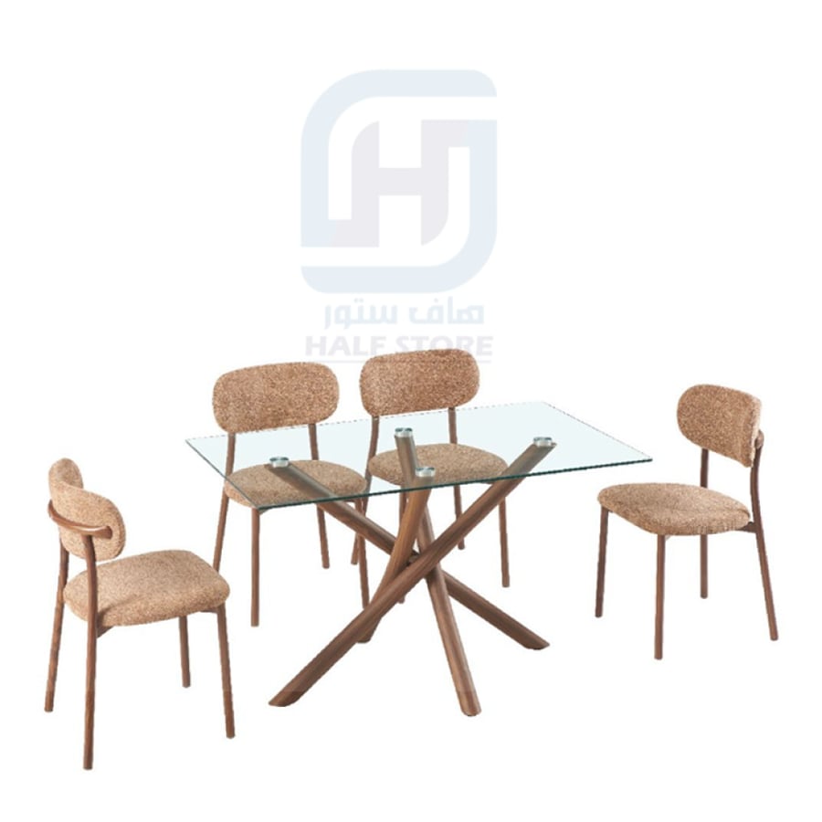 طاولة طعام زجاج دائري 4كراسي رقم 22C15