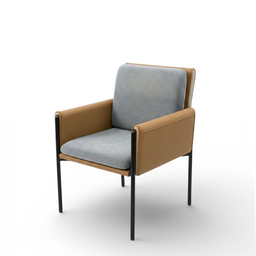 Single leather chair with iron base, number SF120471