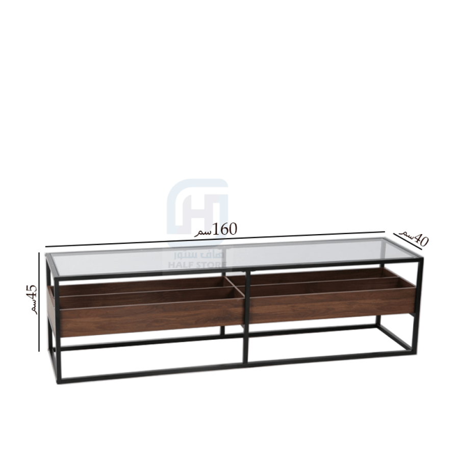 TV table (Plasma) rectangular glass surface with metal frame number 23W32