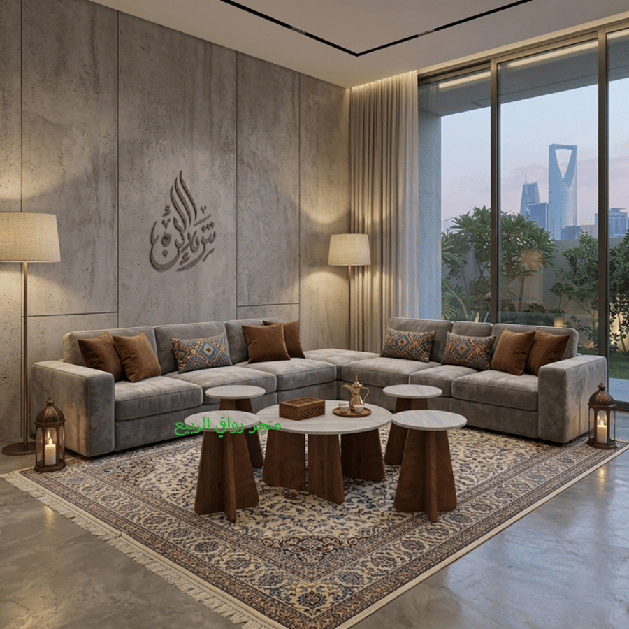 طقم طاولات كنب بديل رخام قواعد خشب 5قطع رقم SFC40461
