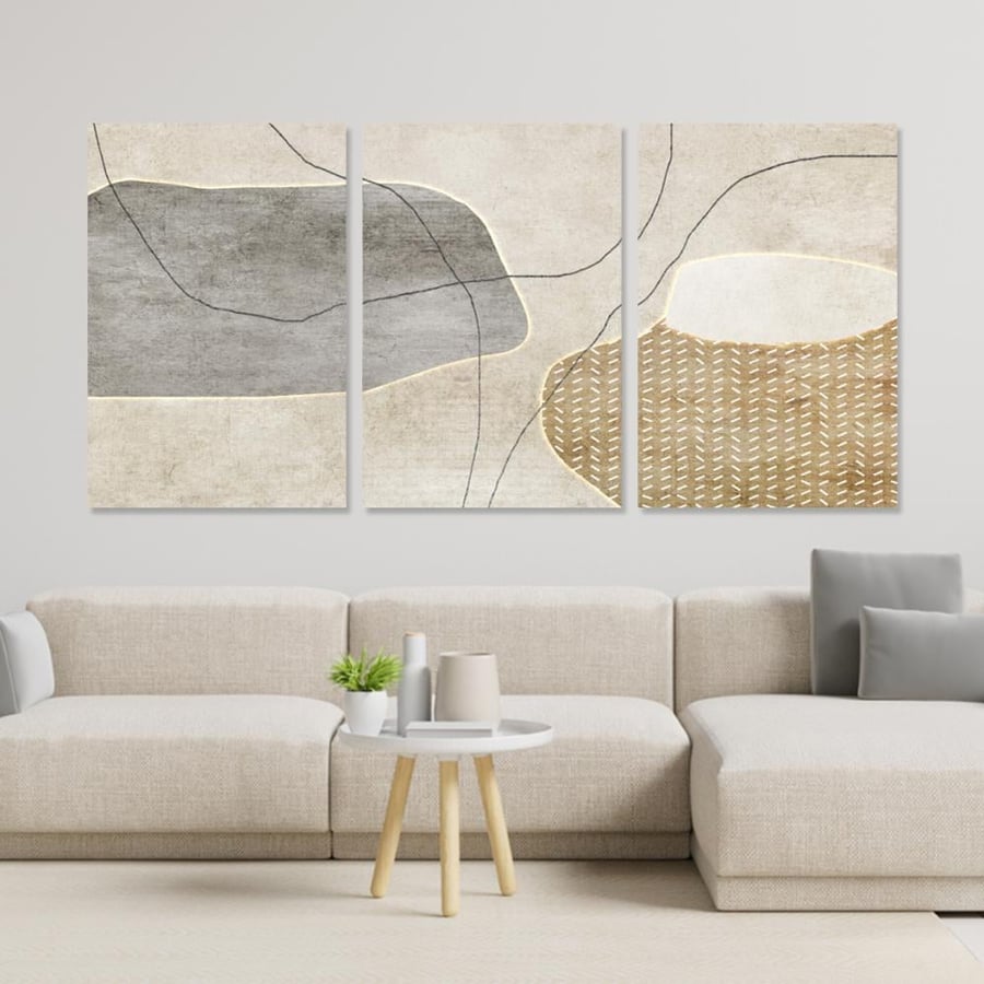 طقم من ثلاثة لوحات فن تجريدي