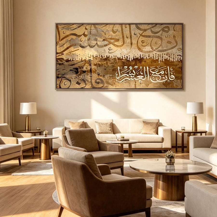 لوحة عرضية اسلامي  فإن مع العسر يسرا تصميم مودرن آرت