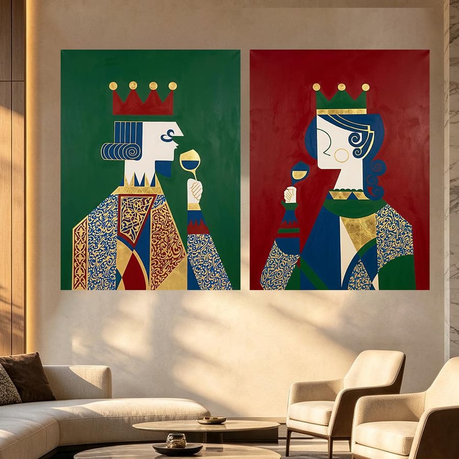 لوحة ثنائية خيل تصميم عصري