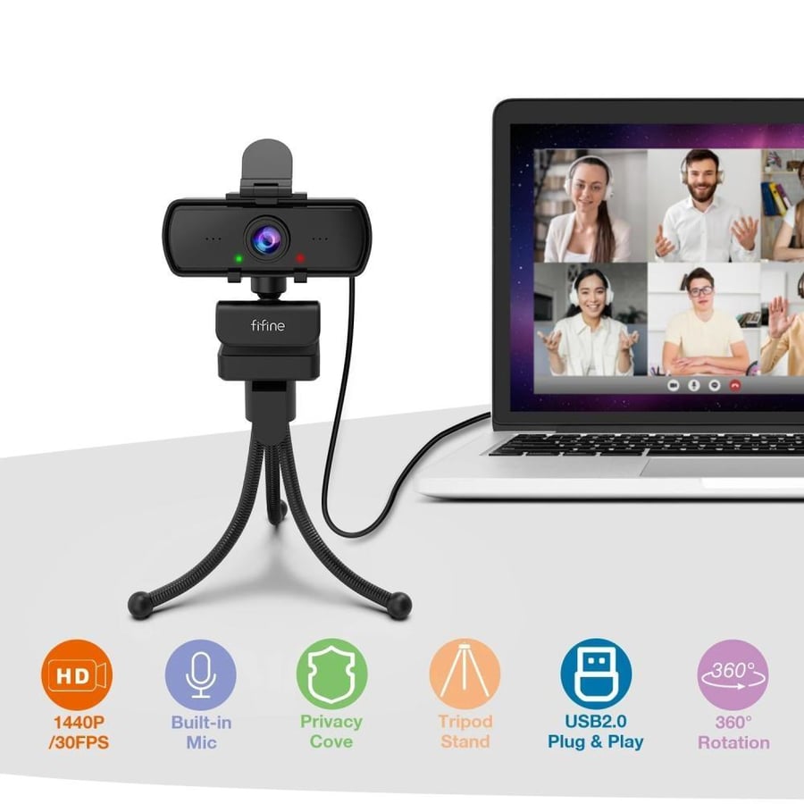كاميرا ويب FIFINE 1440p Full HD PC