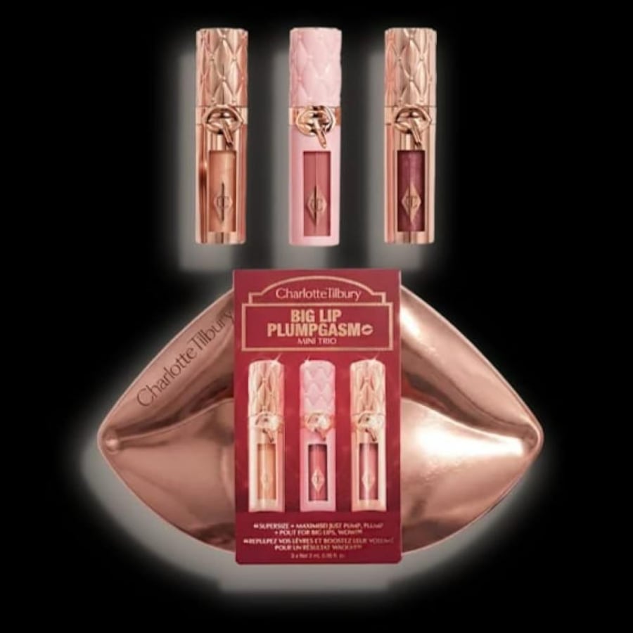 طقم ملمع و مرطب تكبير الشفاه شارلوت تيلبوري بالإصدار المحدود ( BIG LIP PLUMPGASM MINI TRIO ) من Charlotte Tilbury