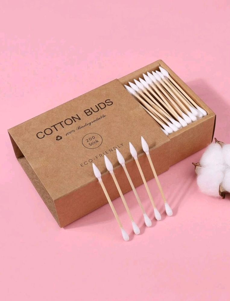 Cotton swabs made of bamboo wood for makeup application or cleaning (200 pieces)