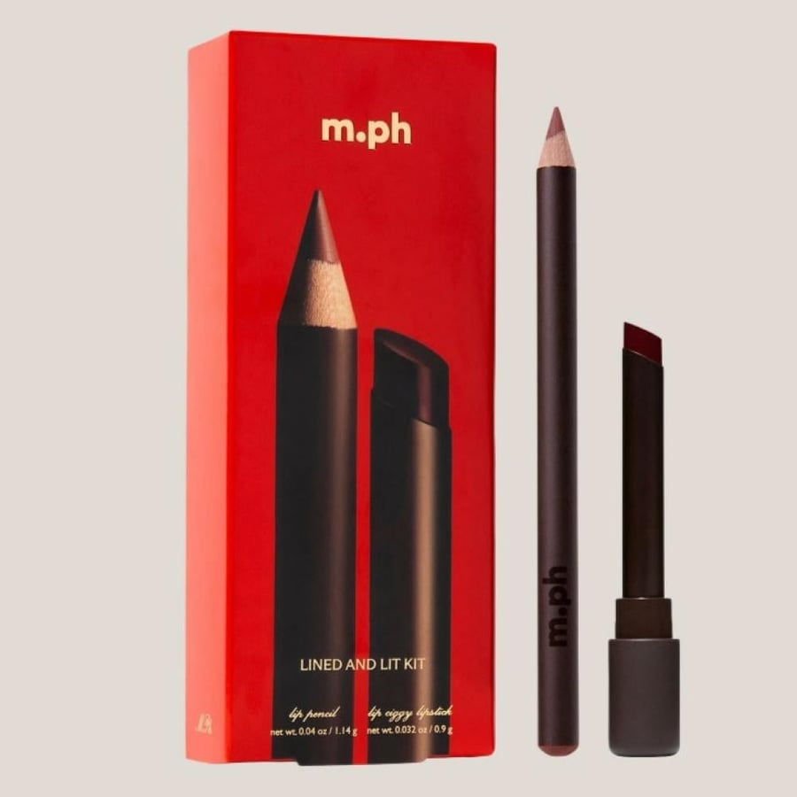 مجموعة أحمر و محدد الشفاه الجديد طويل الثبات ( Lined & Lit Kit ) من m.ph