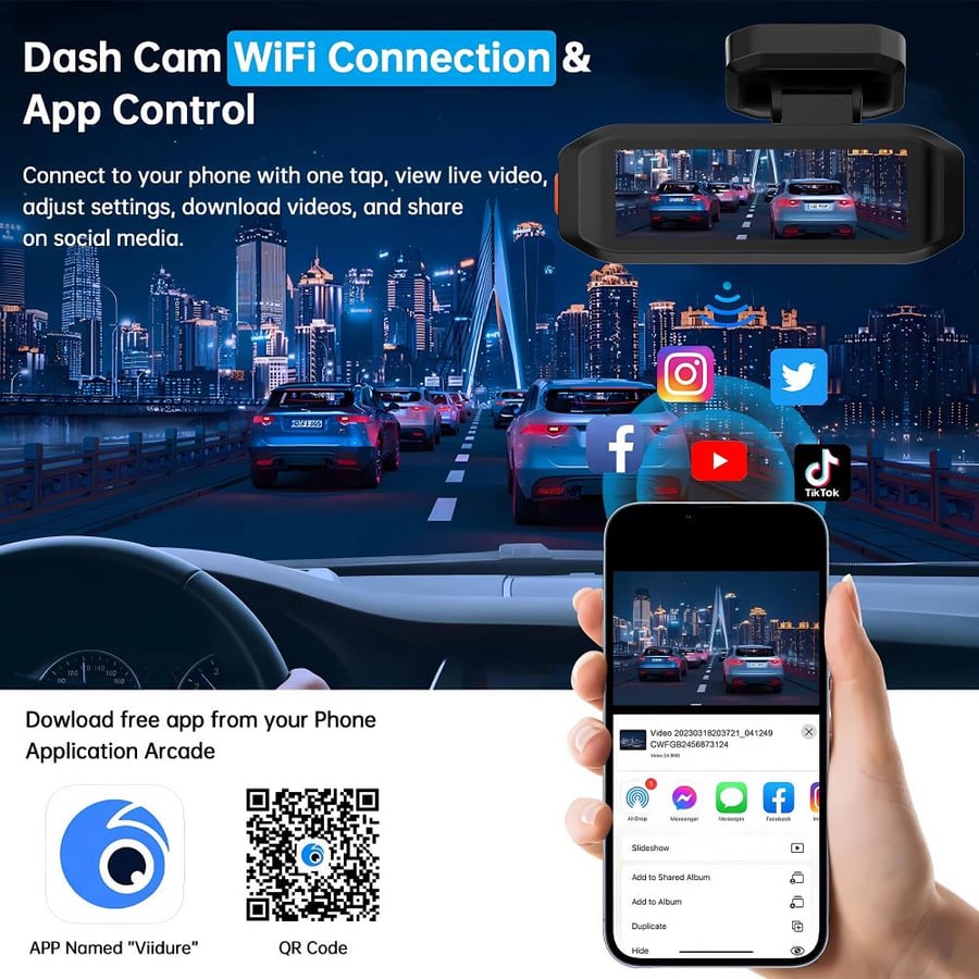 داش كام X-ALL DC2-S05 مزدوجة (أمامية 4K وخلفية 1K  UHD )، شاشة 3.19 بوصة، نظام GPS وتحديد الموقع، مستشعر سرعة، واي فاي مدمج، رؤية ليلية، ودعم ذاكرة حتى 256GB