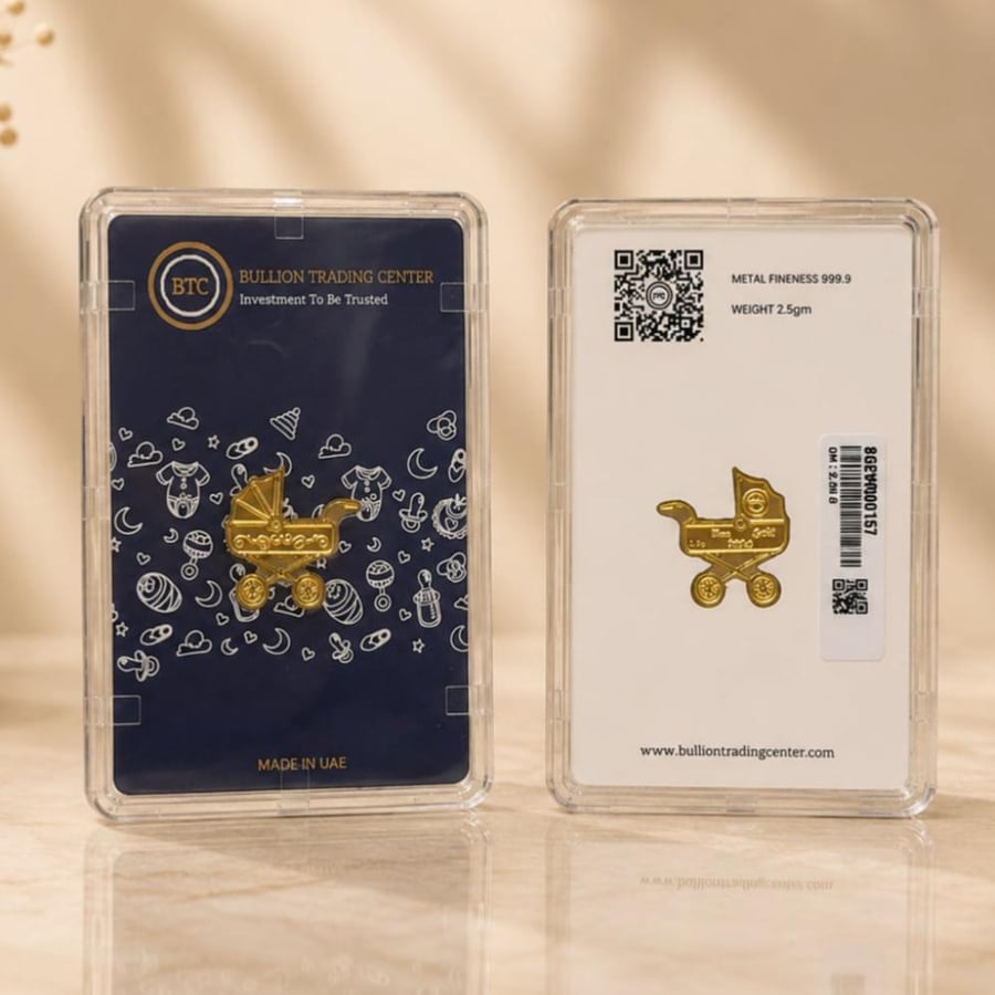 عربة أطفال ذهب بي تي سي عيار 24 بوزن 2.5 غرام