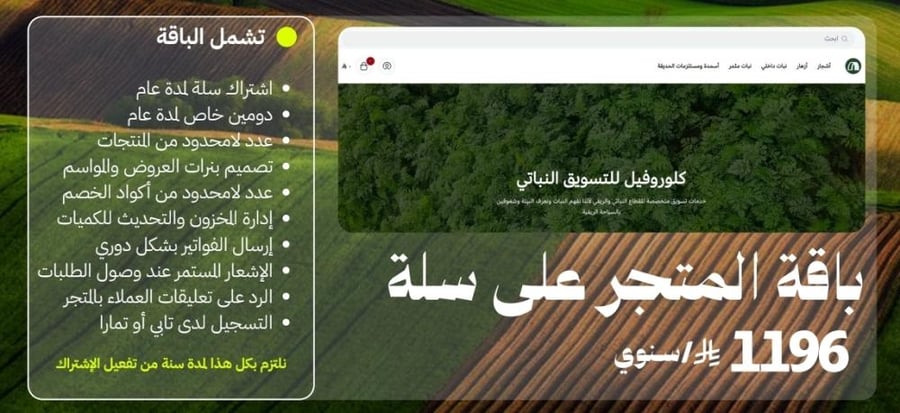 باقة إنشاء متجر إلكتروني اشتراك سنوي