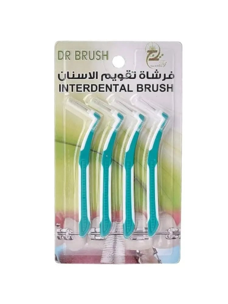 فرشاة تقويم الاسنان انتردنتل من دكتور برش, 4 حبات (لون عشوائي)
