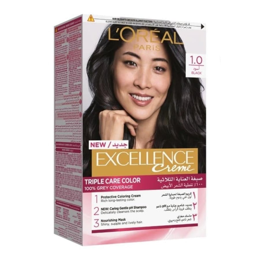 L'Oréal Paris Excellence Hair Color Cream for Triple Care Hair 1.0 Black