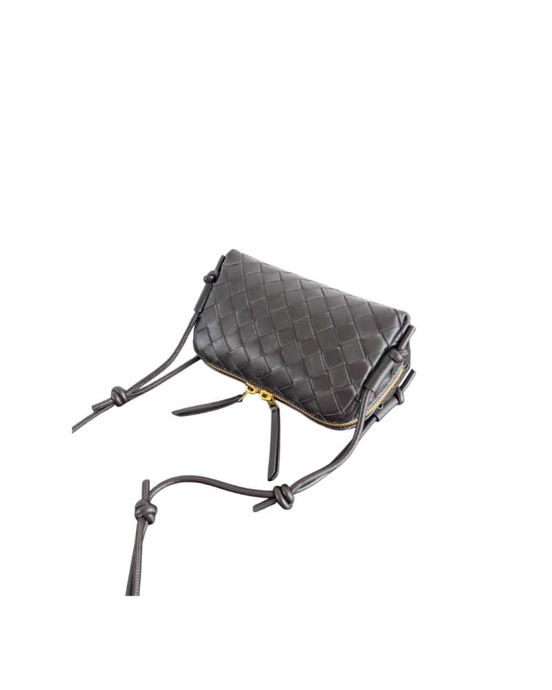 Mini Boutique bag leather woven - brown