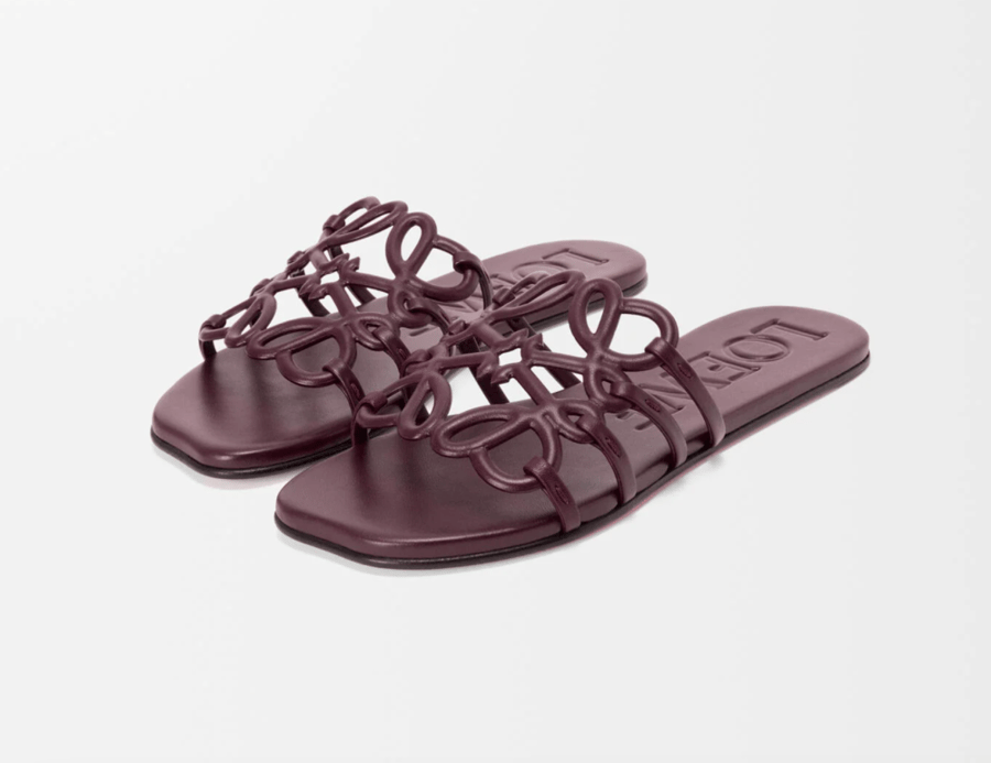 سليبر لويفي نسائي عنابي | Loewe Anagram | Mirror Quality