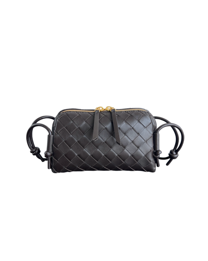 Mini Boutique bag leather woven - brown