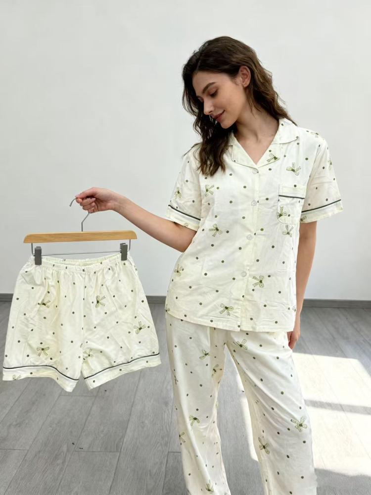 White color suit with olive green dots