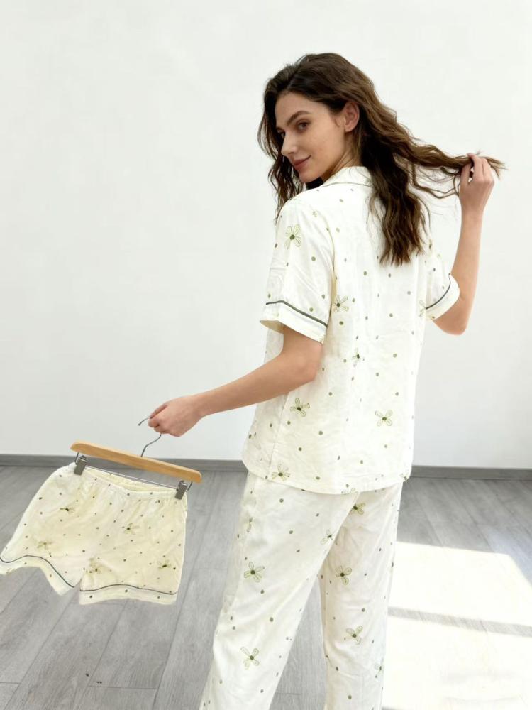 White color suit with olive green dots