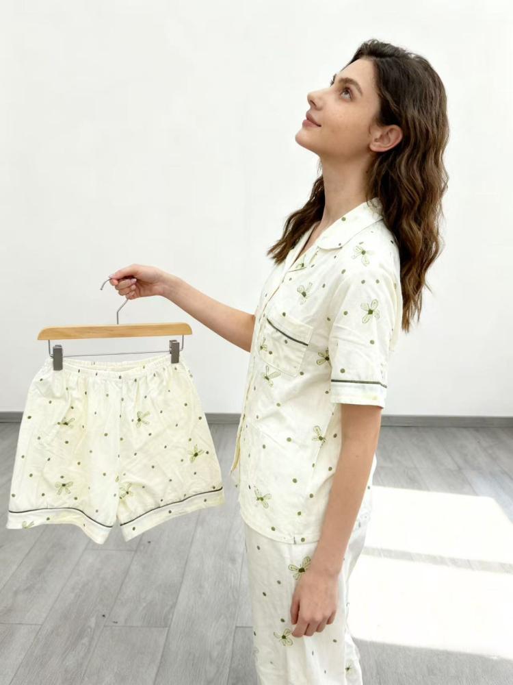 White color suit with olive green dots