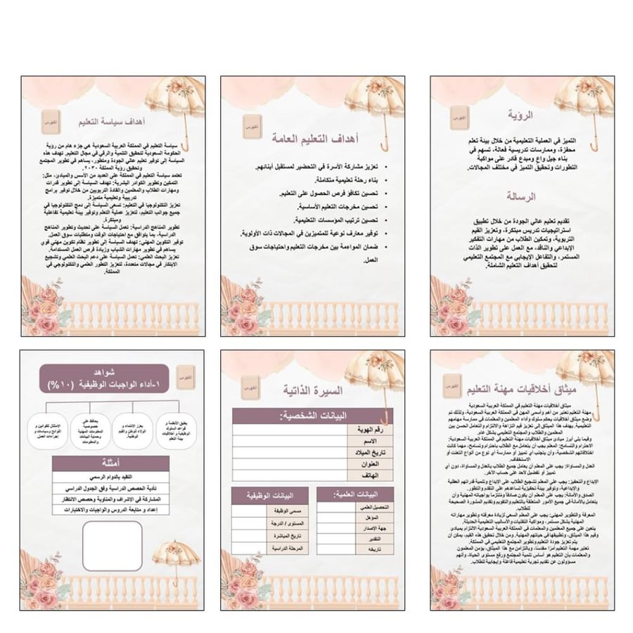 سجل توثيق شواهد الاداء للمعلمين والمعلمات ( مظلة )