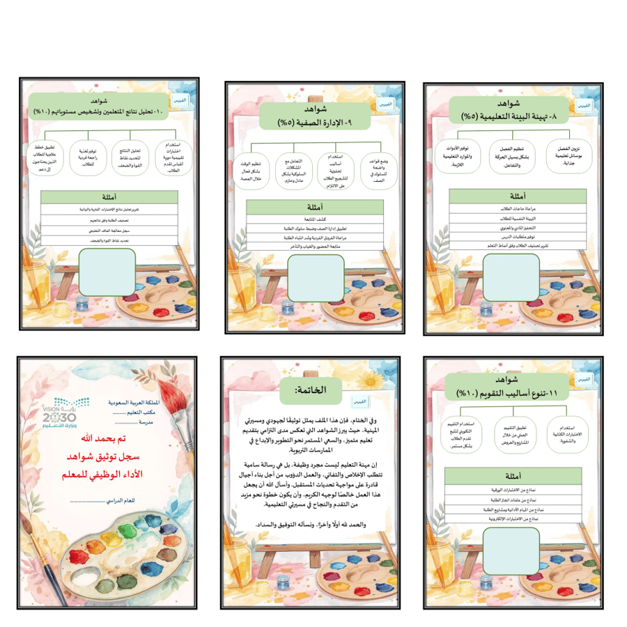 سجل توثيق الشواهد  المعلمين والمعلمات تصميم فني