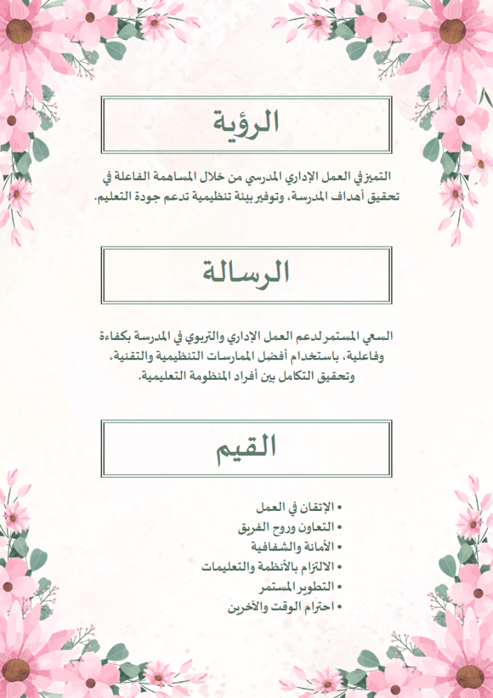ملف انجاز المساعد اداري تصميم تألق الزهور